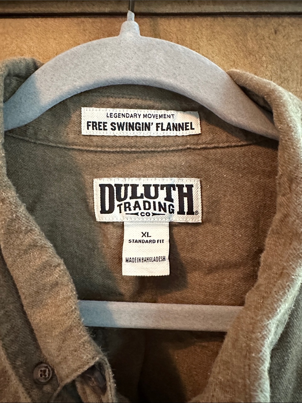 Duluth Trading Co. Free Swingin' Flannel - Olive Green XL